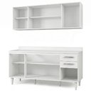 Ver imagem 3 de Armário Aéreo Panamá e Balcão Gabinete 160cm com Tampo Áustria Branco - Lumil