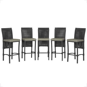 5 Banqueta em Alumínio Roma Preta Corda Náutica Tecido 8