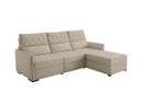 Ver imagem 2 de Sofá Fixo com Puff 3 Lugares Veludo Soft 230cm Conforto Plus Bege