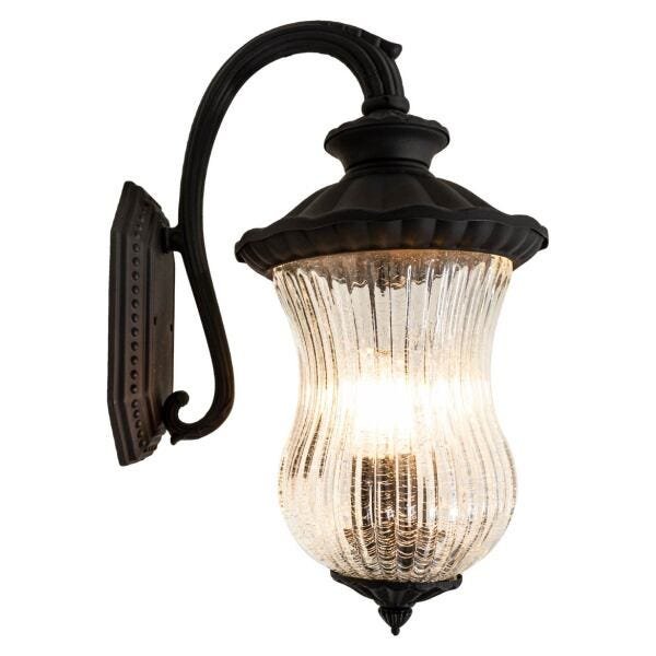 Arandela Colonial Preta 43cm Metal Vidro + 2 LED 110V St1726 - 3