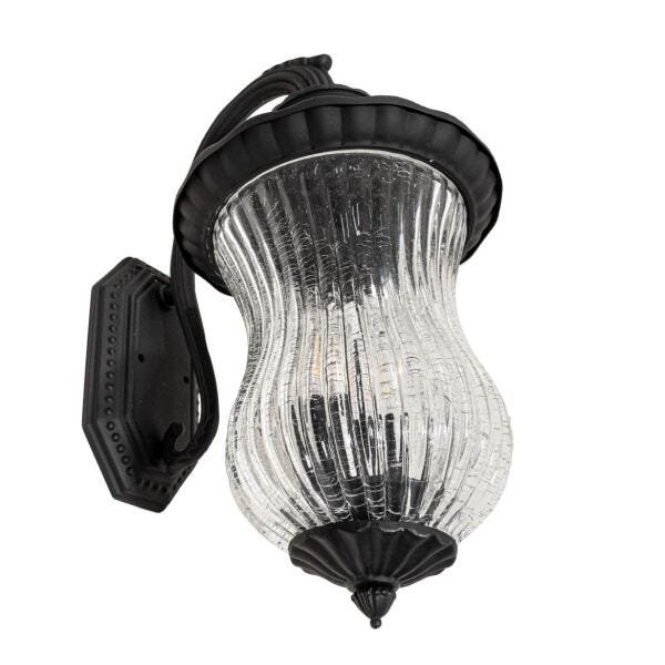 Arandela Colonial Preta 43cm Metal Vidro + 2 LED 110V St1726 - 4