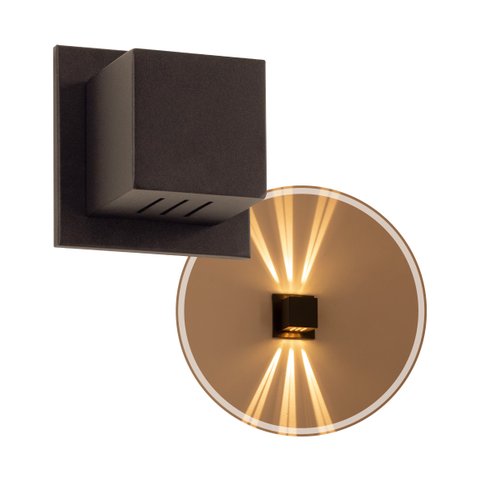 Arandela Box Cubo Pequena 6 Fachos MARROM Parede Muro St1317