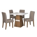 Ver imagem 1 de Conjunto de Mesa Sala de Jantar Trieste 0,90m Quadrado com 4 Cadeiras Estofado Madeirado-mascavo