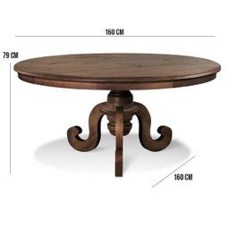 Mesa Redonda Sala de Jantar 8 Lugares Mariah 160cm Pé Torneado Canela - Gran Belo - 2