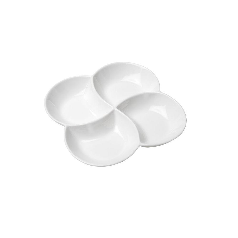 Petisqueira Em Porcelana Branca Com 4 Divisórias - 1
