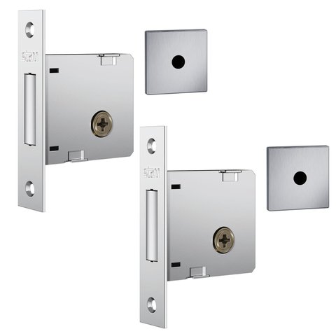 Fechadura de Segurança Trava Auxiliar 1004 Tetra Chave Roseta Quadrada1 Escovado 40mm Par Stam