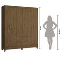 Ver imagem 5 de Guarda Roupa Casal 6 Portas e 2 Gavetas Castanho Wood Panamá - Moval