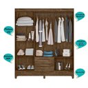 Ver imagem 2 de Guarda Roupa Casal 6 Portas e 2 Gavetas Castanho Wood Panamá - Moval