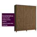 Ver imagem 7 de Guarda Roupa Casal 6 Portas e 2 Gavetas Castanho Wood Panamá - Moval
