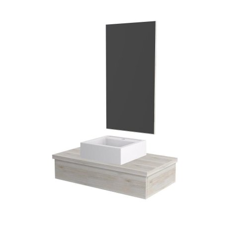 Conjunto Bancada C-cuba Q39 e Espelheira Metrópole 801 Preto Ônix Snow