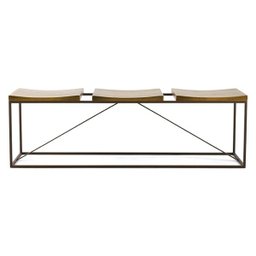 Banco de Ferro Industrial Assento de Madeira 03 Lugares Conrad Oregon - Gran Belo - 3