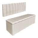 Ver imagem 1 de Kit Cabeceira Painel e Calçadeira Baú Casal Queen 1,60m Londres Veludo Bege Dal Poz Estofados