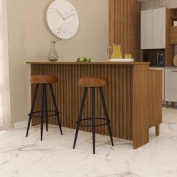 Bancada Ripada para Cozinha 208cm Cairo Fidelitá Freijó - 5