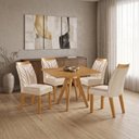 Ver imagem 1 de Conjunto Sala de Jantar Mesa Liz Quadrada Tampo Amadeirado 4 Cadeiras Veneza New Cinamomo Yescasa