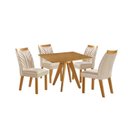 Ver imagem 2 de Conjunto Sala de Jantar Mesa Liz Quadrada Tampo Amadeirado 4 Cadeiras Veneza New Cinamomo Yescasa