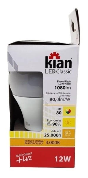 Lâmpada LED A-65 12,0W Biv E-27 3K Kian - 3