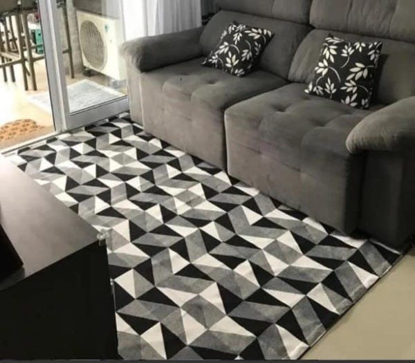 Tapete Dubai Felpudo Fofinho 2,00M x 1,35M Sala/Quarto Cinza Geométrico - 2
