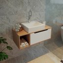 Ver imagem 6 de Balcao Gabinete para Banheiro 1 Porta Bn3644 Amendoa Branco Tecno Mobili