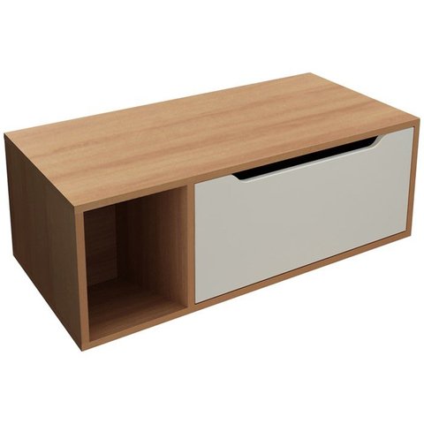 Balcao Gabinete para Banheiro 1 Porta Bn3644 Amendoa Branco Tecno Mobili