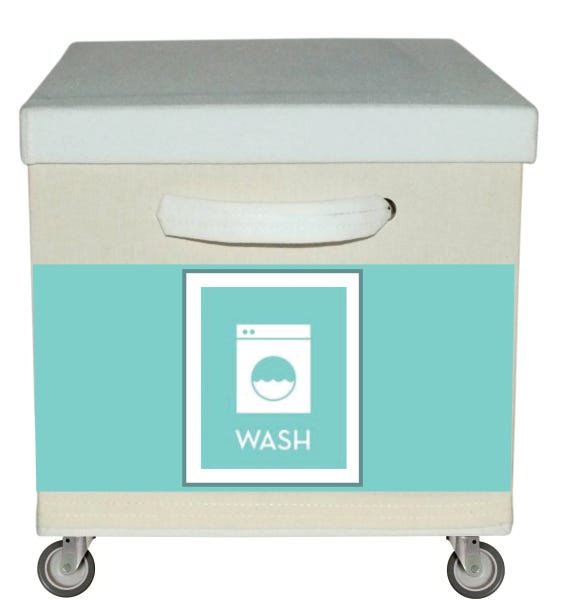 Caixa Organizadora com Alça e Rodizios Branca e Azul Wash - 1