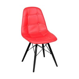 Cadeira Eames Botonê Vermelha Base Preta - 1