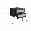 Ver imagem 5 de Cabeceira Casal 160cm e 2 Mesas de Cabeceira com 2 Gavetas Cor:nero com Dourado