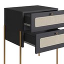 Ver imagem 6 de Cabeceira Casal 160cm e 2 Mesas de Cabeceira com 2 Gavetas Cor:nero com Dourado