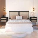 Ver imagem 1 de Cabeceira Casal 160cm e 2 Mesas de Cabeceira com 2 Gavetas Cor:nero com Dourado
