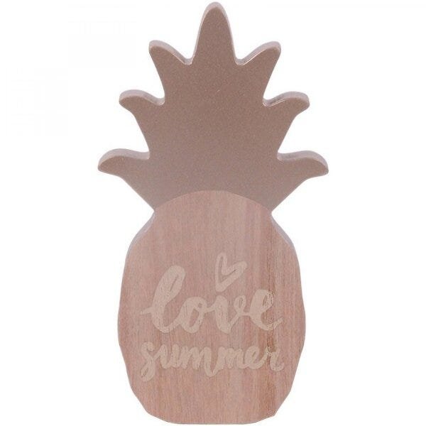 Decorativo Madeira Pineapple Brown Crown 18cmx9,9cmx11,2cm - 1
