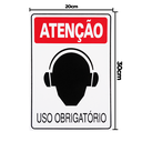 Ver imagem 2 de Combo 6 Placas de Sinalização Atenção Abafador Auricular Uso Obrigatório 20x30 Acesso - S-203 F9e