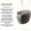 Ver mais imagens de Poltrona Decorativa Giratória Luxuosa Linho Bege Aveludado Detalhe Courino Marrom Sala Hall Estudios