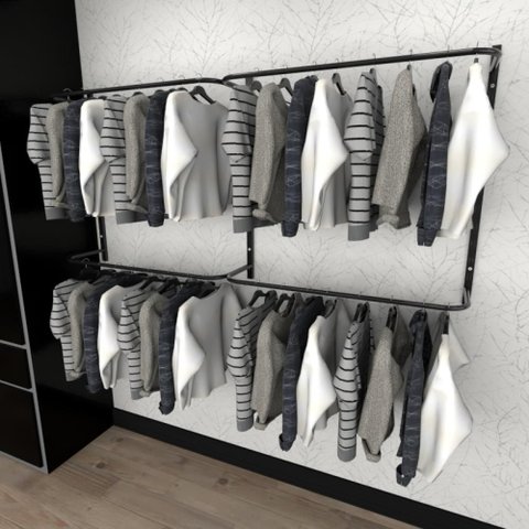 Arara de Roupas Closet Quarto com 7 Peças Cremalheira 200x100 Cm Cor Preto Modelo Clst1p121