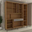 Ver imagem 6 de Cozinha Compacta Vanguardia 6 Portas 1 Gaveta 100% Mdf com Vidro Amêndoa/cinza - Panorama Móveis