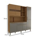 Ver imagem 4 de Cozinha Compacta Vanguardia 6 Portas 1 Gaveta 100% Mdf com Vidro Amêndoa/cinza - Panorama Móveis