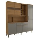 Ver imagem 1 de Cozinha Compacta Vanguardia 6 Portas 1 Gaveta 100% Mdf com Vidro Amêndoa/cinza - Panorama Móveis