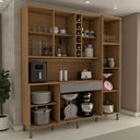 Ver imagem 2 de Cozinha Compacta Vanguardia 6 Portas 1 Gaveta 100% Mdf com Vidro Amêndoa/cinza - Panorama Móveis