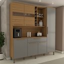 Ver imagem 3 de Cozinha Compacta Vanguardia 6 Portas 1 Gaveta 100% Mdf com Vidro Amêndoa/cinza - Panorama Móveis