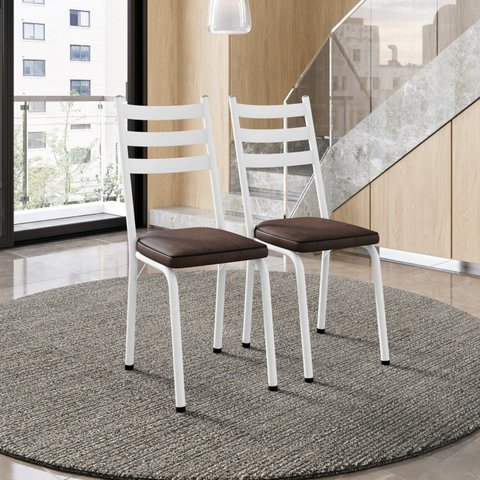 Kit com 2 Cadeiras Sala de Jantar Cozinha Europa Branco/Imbuia