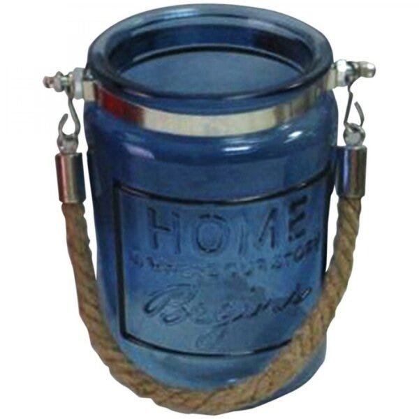 Castiçal Vidro com Alca Embossed Home 13cmx9,5cmx12,7cm Urban - 1