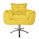 Ver imagem 2 de Kit 2 Poltronas Decorativa Clínica Com Base Giratória de Metal Opala Suede Amarelo - LM DECOR