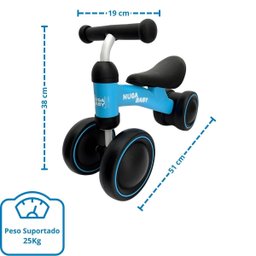 Bicicleta Infantil Nuga sem Pedal 4 Rodas Azul - Segurança e Diversão - 4