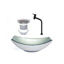 Ver imagem 1 de CUBA DE VIDRO OVAL CHANFRADA 46CM PRATA + VALVULA + TORNEIRA METAL PRETA