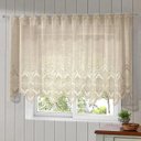 Ver imagem 1 de Cortina Renda Cozinha Classica Arabesco Bico 2,20x1,00 - Bege