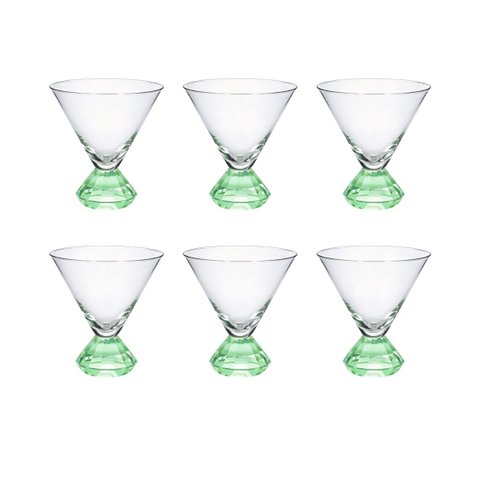Conjunto 6 Copos em Vidro Base Cristal Prisma Verde 270ml JL1030 Btc