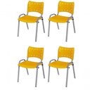 Ver imagem 1 de Cadeira Iso Base Cinza Escola, Escritório Amarelo - Kit 4 Un