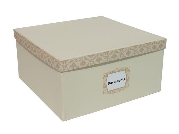 Caixa Quadrada com Tag Decorativo Provençal Bege - 1