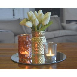 Conjunto Castiçal Vidro com Bandeja de Espelho Pineapple Style 4 Peças Urban - 1