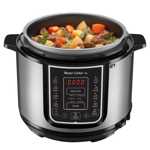 Panela de Pressão Elétrica Mondial Digital Master Cooker 5l 14 Funções 900w Preto/inox 127v - Pe