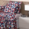 Jogo de Cama Tamanho Padrão Azul e Vermelho 4 peças Algodão Classic - 1