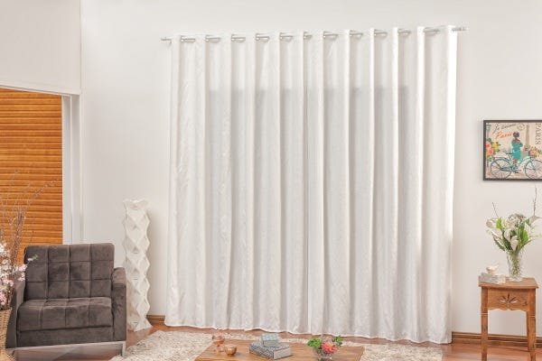 Cortina estampada cinza claro para sala e quarto 4,00m x 2,70m ilhos e varao Montreal - 1